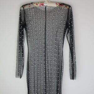 Sheer Mesh Long Sleeve Maxi Dress